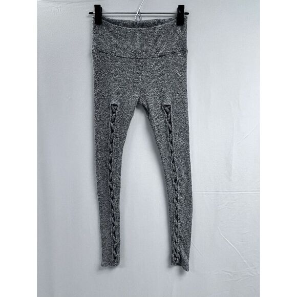 Fashion Nova Pants - Fashion Nova Womens High-rise Ribbed Knit Criss-cross Open Leggings Gray Small